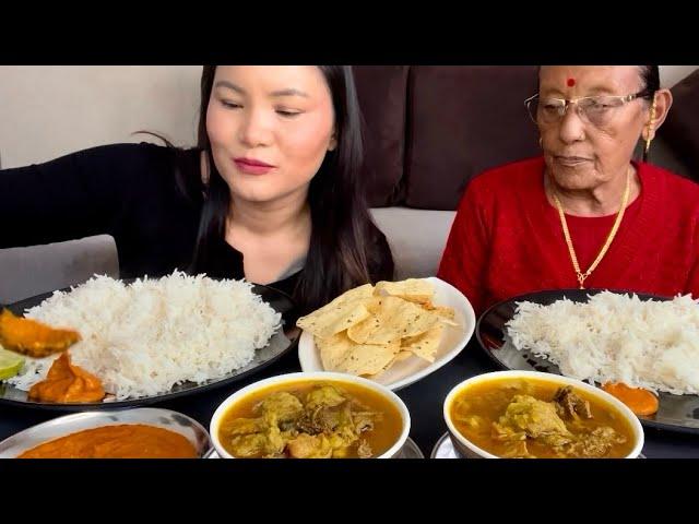 Local buff jhol,tomato achar with rice@gurungfamily4715