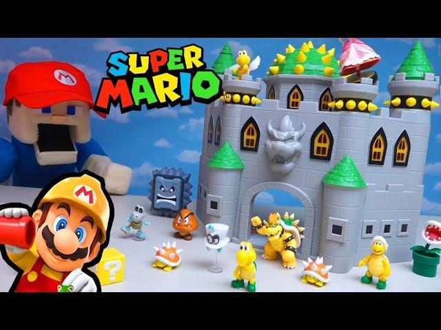 SAVE THE PRINCESS MARIO!! Super Mario Bros Bowser's Castle Playset Stop Motion Adventure Unboxing