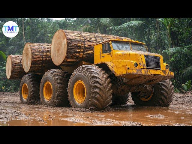 Extremely dangerous monster wood truck driving skills | climbing | heavy load #27