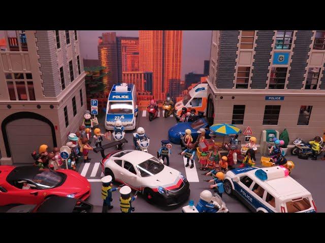 POLICE vs. CAR THIEVES : city action ! Playmobil stop motion !