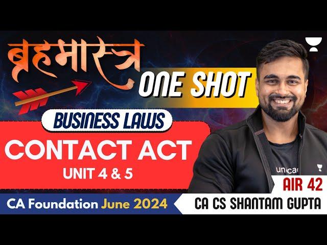 Contract Act : Unit 4 & 6 | Business Law One Shot | CA Foundation June 24 | CA CS Shantam Gupta