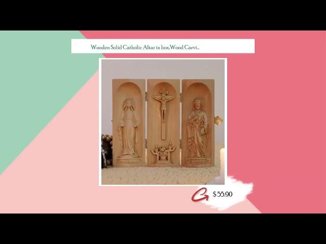 Wooden Solid Catholic Altar in box,Wood Carving catholic icons,Wooden Religious Gifts,Best Friend...