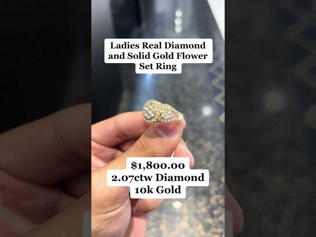 Ladies Real Diamond & Solid Gold Flower Set Ring by Ijaz Jewelers #diamondring #diamondband