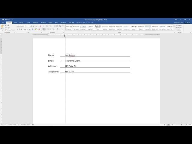 The 'Three Tabs' method for form underline creation in Microsoft Word