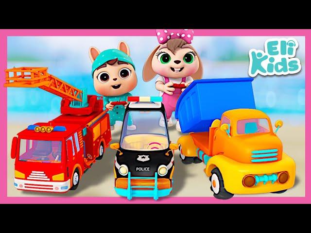 Toy Police Car, Fire Truck +More Vehicle Toys Fun | Eli Kids Songs