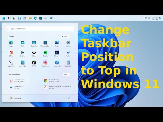 How to change taskbar position to Top in Windows 11