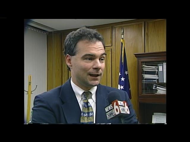 Mayor Tim Kaine discusses Confederate images on the flood wall in Richmond, Virginia.