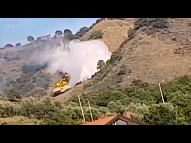 Air Tanker crashes in Italy while firefighting | Canadair CL-415 | Aviation News 24