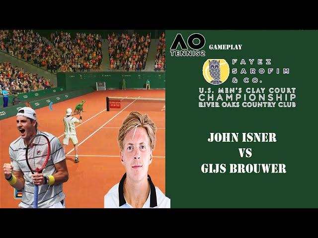 John Isner   vs Gijs Brouwer   US Clay Championship     (05/04/2023)  gameplay on AO tennis 2