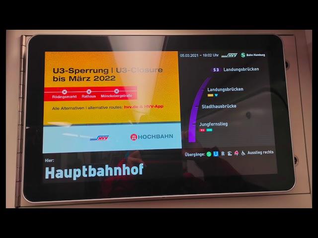 Deutsche Bahn - S-Bahn Hamburg - Linie S3 ️ Neugraben - Ansage Hauptbahnhof + Info zur U3 Sperrung