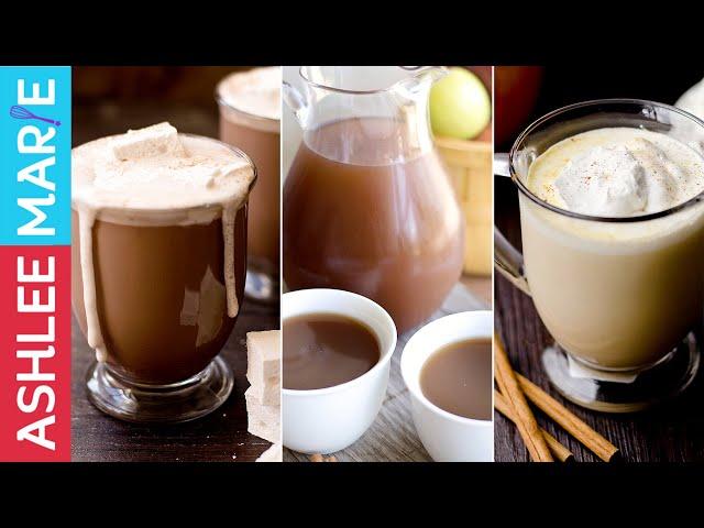 3 Warm Fall Drink Recipes - Hot Chocolate, Warm Pumpkin Pie drink and Homemade Apple Cider