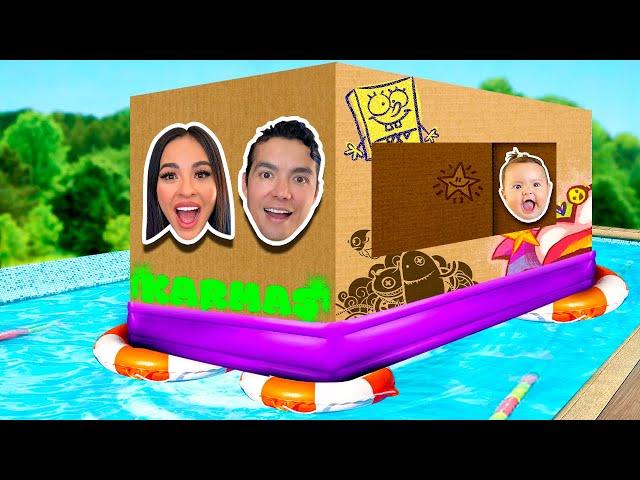 CONSTRUÍ UN BARCO DE CARTÓN FLOTANTE EN LA PISCINA  | Karla Bustillos