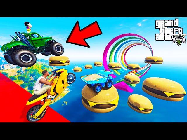 FRANKLIN TRIED IMPOSSIBLE LONGEST TUNNEL JUMP PARKOUR RAMP CHALLENGE GTA 5 | SHINCHAN and CHOP