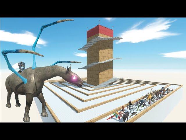 ESCAPE FROM ALIEN PARACERATHERIUM - TOWER COURSE  - LAST SURVIVOR - Animal Revolt Battle Simulator