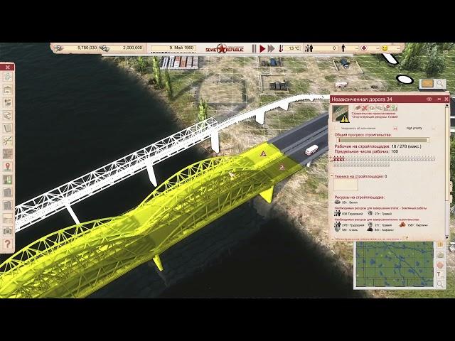 Продолжаем строить мост  Планируем первую промзону #2 Workers & Resource; Soviet Republic