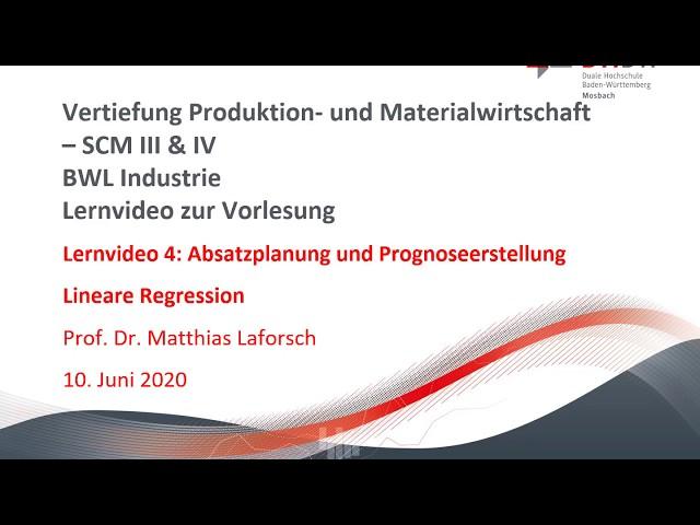 Lernvideo 4: Absatzplanung und Prognoseerstellung Lineare Regression