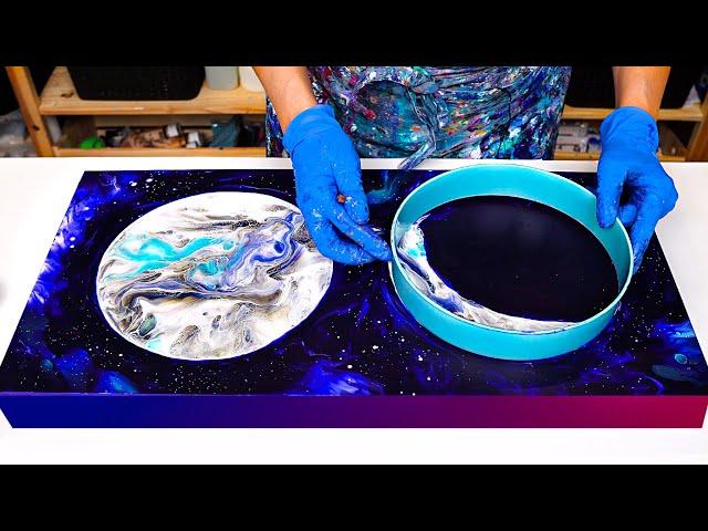 WOW! Silver MOON Phases  EASY Way & NEW Technique ~ Acrylic Pouring TIPS ~ Abstract Galaxy Art