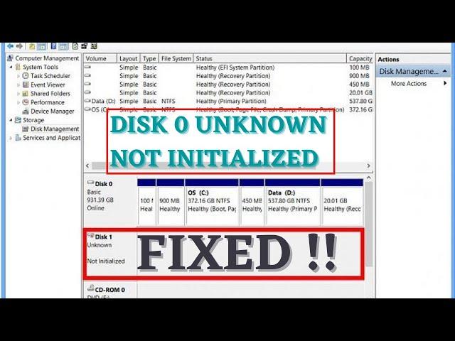 Disk 0 unknown not initialized [Fix without losing data]