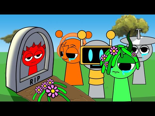 INCREDIBOX SPRUNKI SAD STORY! | RED RADDY DIES | FNF Goodbye World