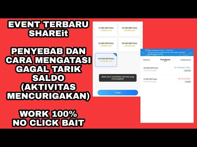 PENYEBAB DAN CARA MENGATASI GAGAL TARIK SALDO EVENT SHAREit TERBARU (AKTIVITAS MENCURIGAKAN)