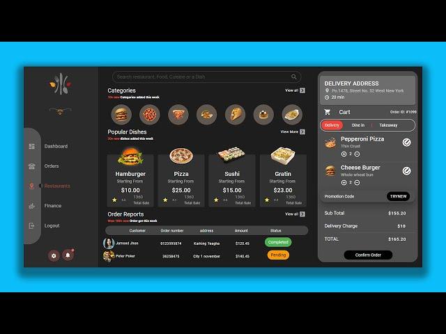 Vue 3 - Vuetify 3, POS Restaurant Food Ordering Dashboard UI Design  | HTML - CSS - Javascript - vue