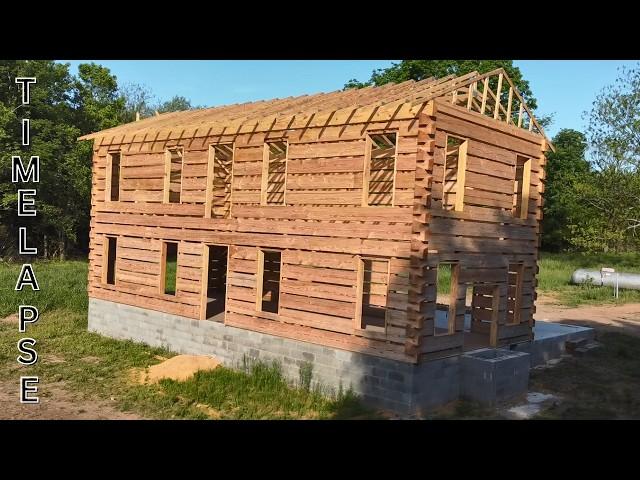 Epic Log Cabin Build Time-lapse: From Logs to Trusses in the Ozarks - Ozarks Cabin Build, Ep 8