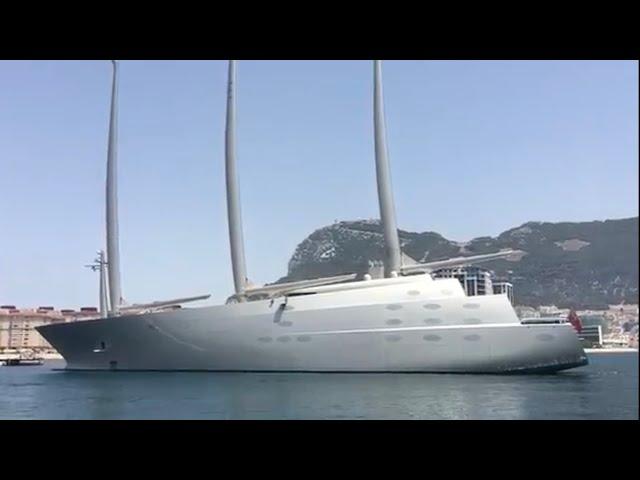 Sailing Yacht A docking in Gibraltar