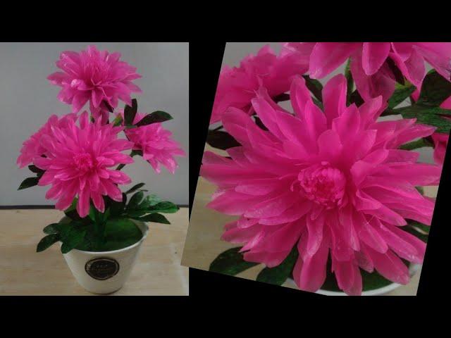 DIY// Tutorial on Chrysanthemum Flowers from Plastic Crackers/ Pink Chrysanthemums from Kresek