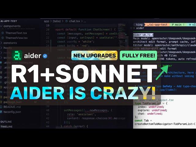 Aider (New Upgrades) + R1 / Sonnet Mode + Free APIs: This is THE SOTA FREE AI Coder Right Now!