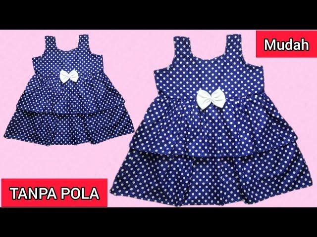 Cara menjahit baju anak perempuan tanpa pola mudah untuk pemula//Baby frock cutting and stiching
