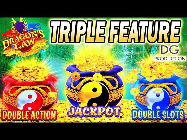 ⭐TRIPLE FEATURE⭐ DRAGON'S LAW FORTUNE BAGS POPPED ALL 3 DOUBLE ACTION, JACKPOT, DOUBLE SLOTS BIG WIN