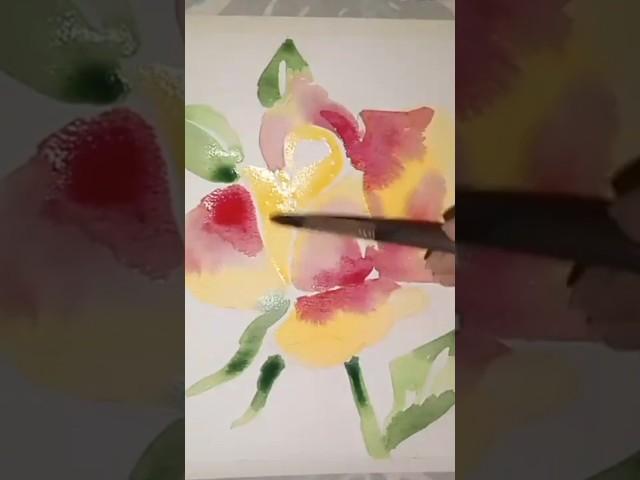 Роза акварелью рисование с Эллой