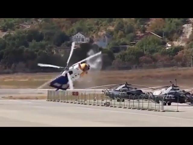 Russian helicopter Mi-8 crash and explode