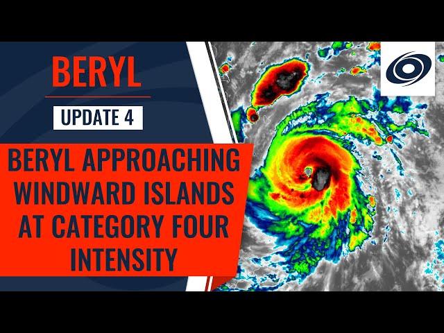 Major Hurricane Beryl Approaching the Windward Islands as a Category 4