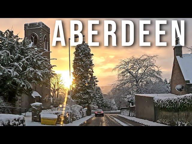 Driving Through Aberdeen City on a Magical Snowy Morning | 4K Winter Wonderland