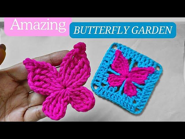 FREE TUTORIAL Realistic and Cool Crochet Granny square ButterflyTutorial For beginners @sara1111