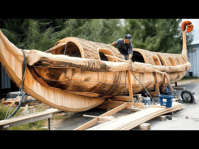 Man Turns Massive Tree into Amazing Boat | Start to Finish Build By @OutbackMike