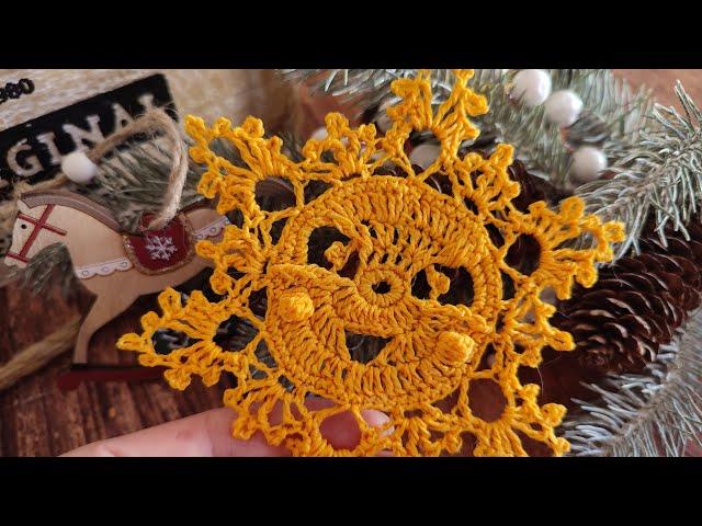 НОВОГОДНЯЯ СНЕЖИНКА "СОЛНЫШКО" крючком. МК 1 ЧАСТЬ /CHRISTMAS SNOWFLAKE "SUNNY" crochet. MK