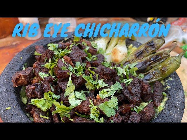 Rib Eye Chicharrón in the Molcajete | The Border Cook