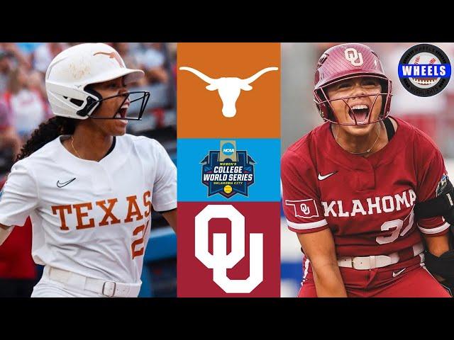 #1 Texas vs #2 Oklahoma | WCWS Finals Game 2 | 2024 College Softball Highlights