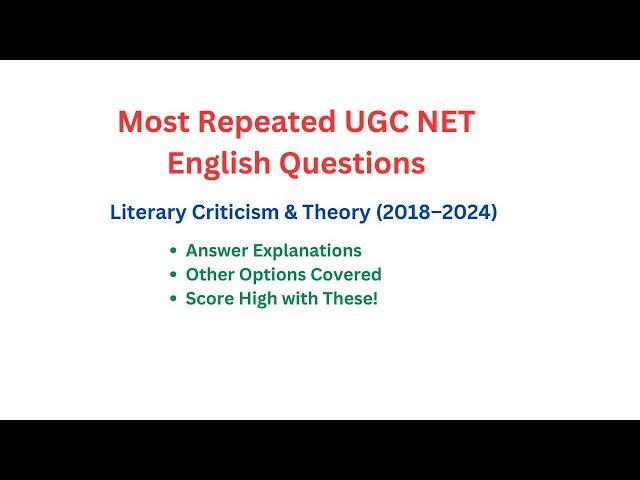 THE UGC NET English Questions You Need to Know to Get Selected!