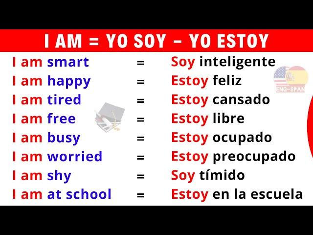 46 Frases con (I am) = (Yo soy - Yo soy) en Inglés y Español para principiantes