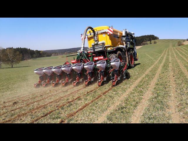 Strip Till Strip Hawk Planter 8 rows planting corn. Injection of slurry with Caas Xerion 4000