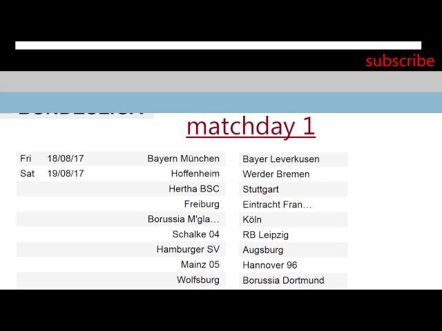 Bundesliga schedule season 2017-2018 football