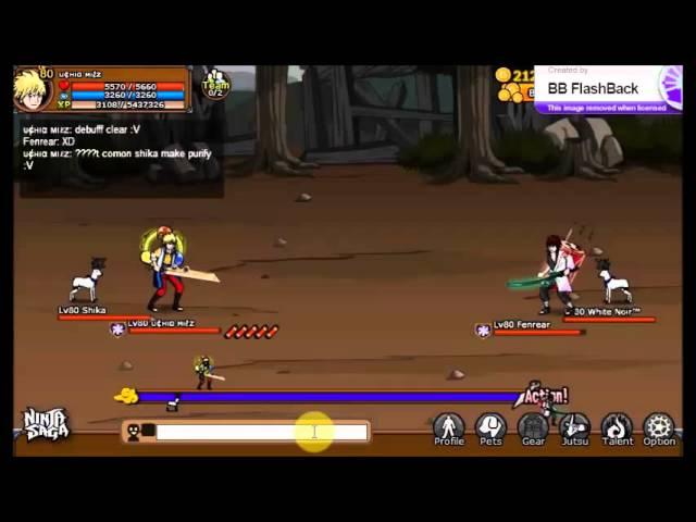 (Pure Earth) Uchiha Milz vs Fenrear & Fenhousen # Ninja Saga PvP