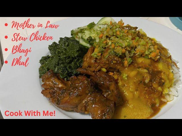 Cook Stew Chicken, Bhagi, Dhal and Rice with me - My cooking has changed over time | Caribbean Food