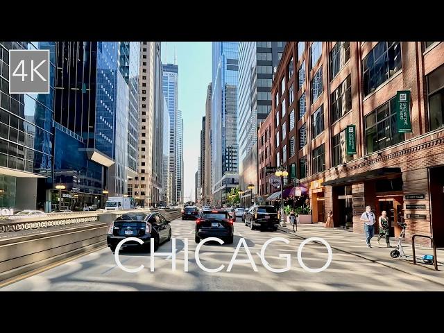 Downtown Chicago Illinois City Drive 4K - Skyscraper Birthplace Driving Tour