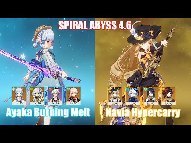 C0 Ayaka Burning Melt & C0 Navia Hypercarry | Spiral Abyss 4.6 | Genshin Impact