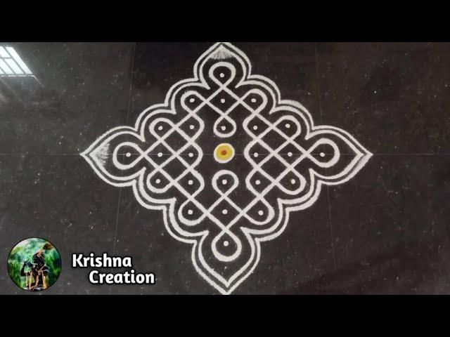 Easy sikku kolam, Kambi kolam | Melikala muggulu | 7x1 dot neli kolam | Beautiful Kambi kolam