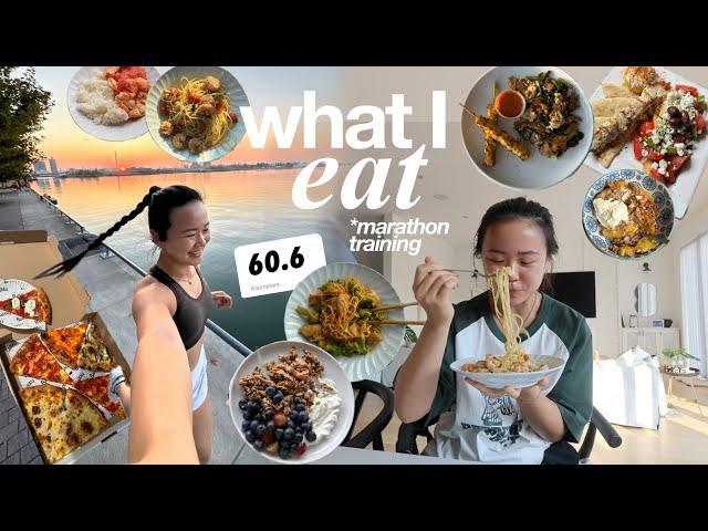 a week of food & marathon training | is running 'unhealthy', losing weight, how i fuel & run tips!